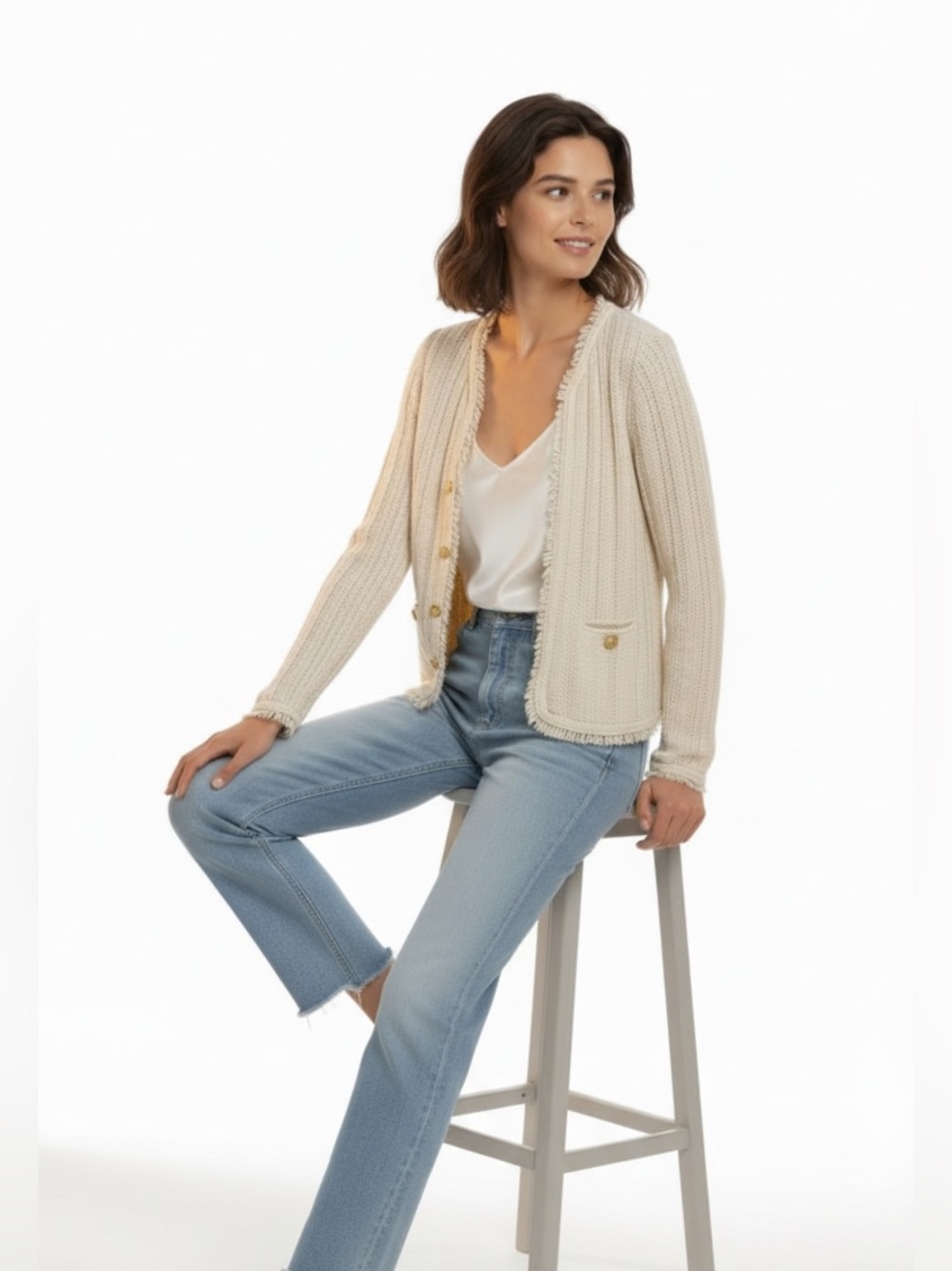 J.Crew Women's Open Front Textured Knit
Cardigan | Gold Button Pockets | M | NWT - Picture 9 of 15